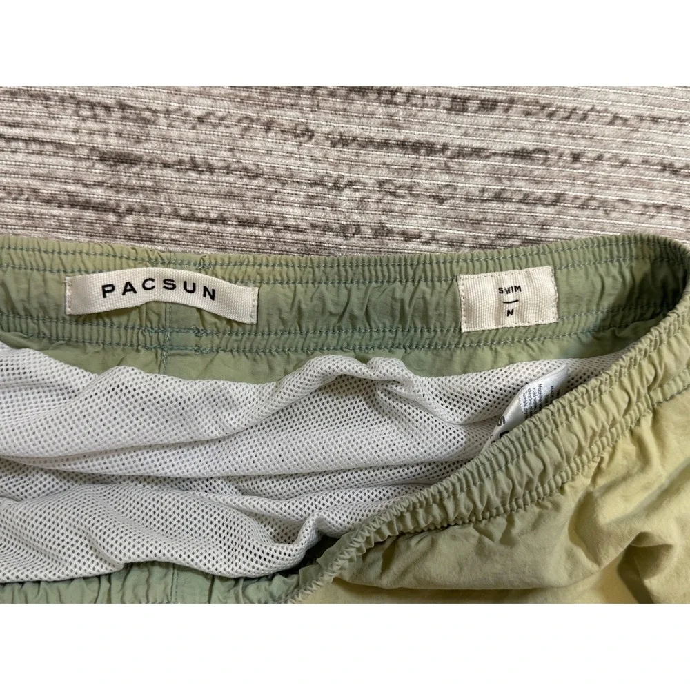 PacSun Los Angeles Mens Swim Trunks Olive Green Nylon Mesh Lined Shorts‎ Size M